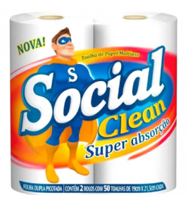 PAPEL TOALHA SOCIAL CLEAN  50F 2UN